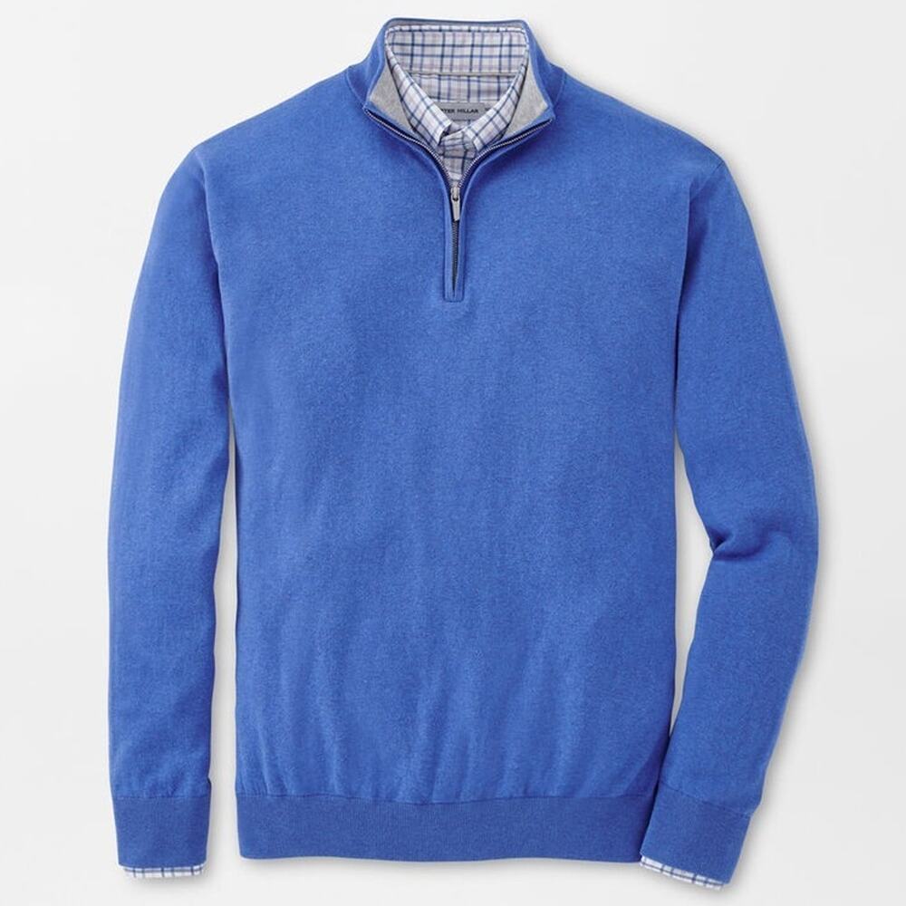 Peter Millar 2XL Crest Quarter-Zip Sweater MS23S25 Maritime Cotton NWT